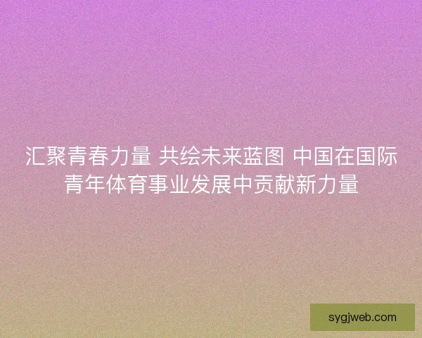 汇聚青春力量 共绘未来蓝图 中国在国际青年体育事业发展中贡献新力量